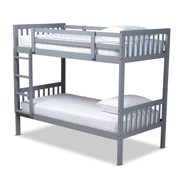 Baxton Studio Jude Grey Finished Wood Twin Size Bunk Bed 157-9631 - main